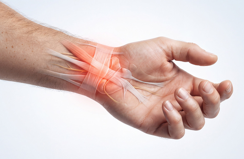 Anatomische Darstellung der Sehnen an Hand und Handgelenk
