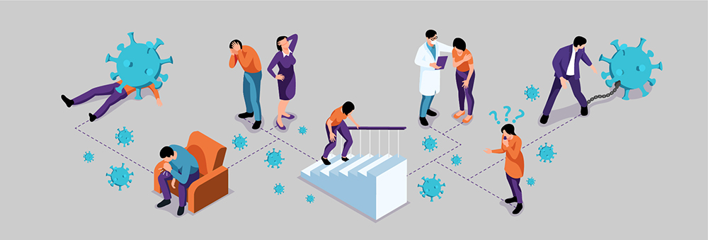 Illustration zu gesundheitlichen Beschwerden bei Menschen nach Virusinfektion