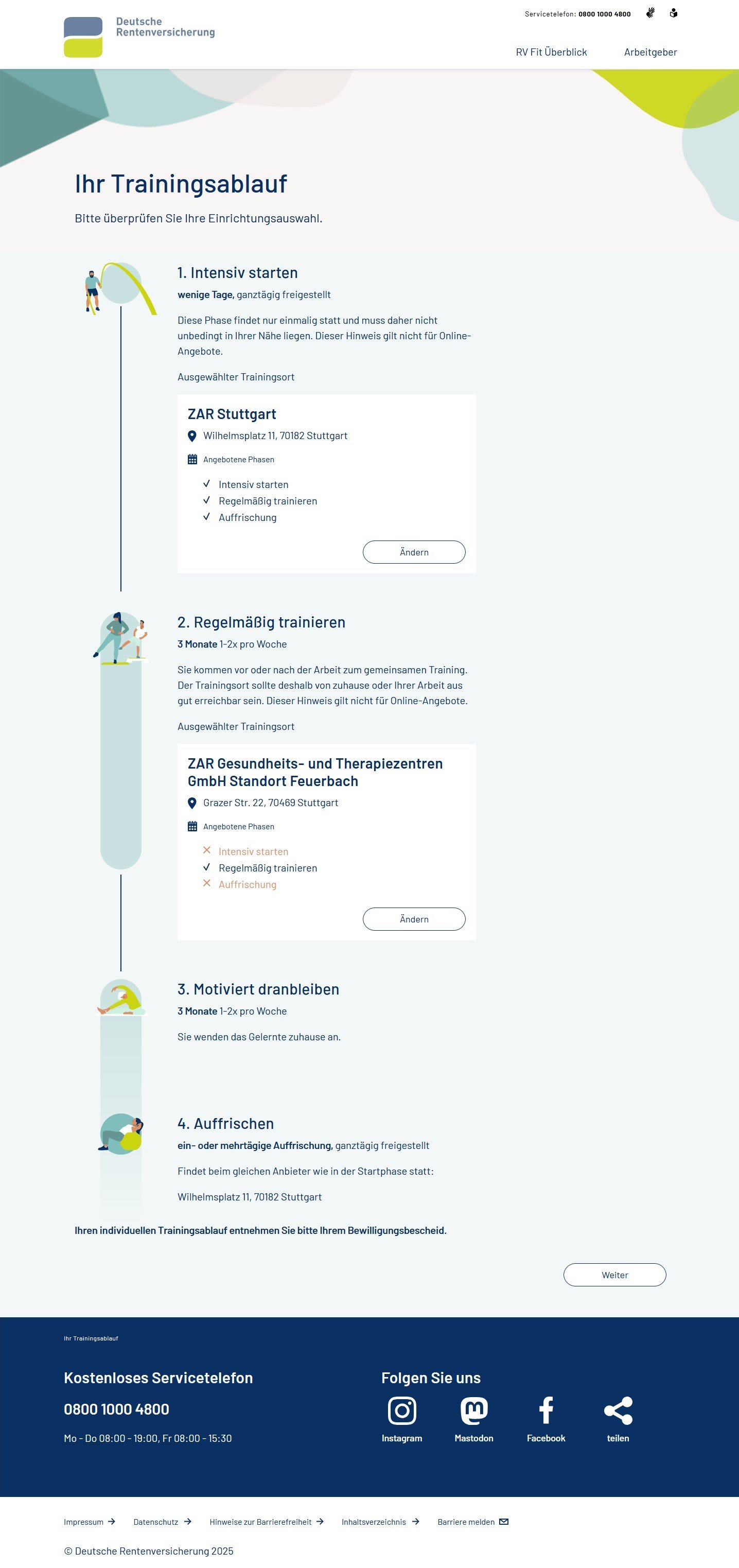 Beispielantrag RV Fit: Trainingsphase im GTZ Feuerbach