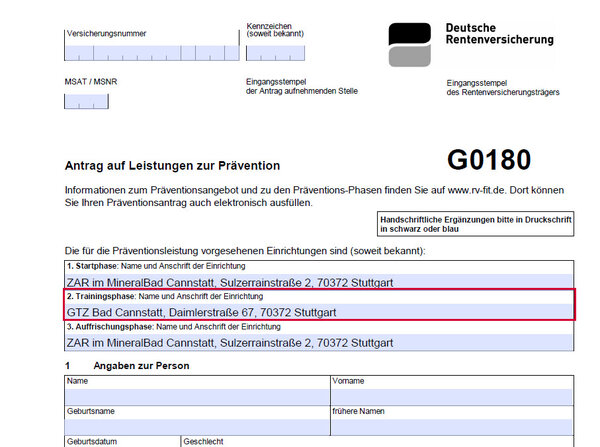 Beispielantrag RV Fit: Trainingsphase im GTZ Bad Cannstatt (PDF)