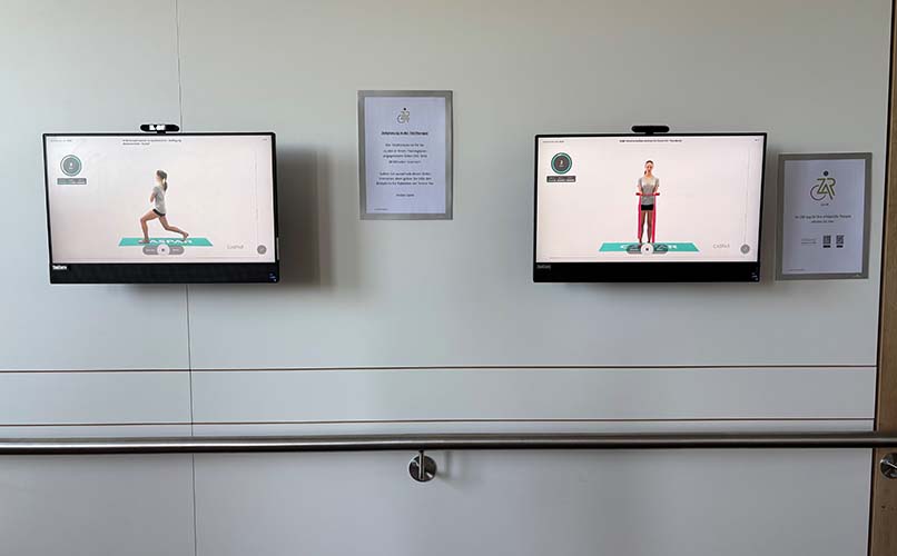 Digitale Übungen auf Bildschirmen für Tele-Therapie im ZAR Augsburg