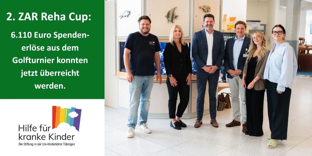 Spendenerlös aus dem 2. ZAR Reha Cup im Golf Club Hetzenhof: 6.110 Euro für kranke Kinder
