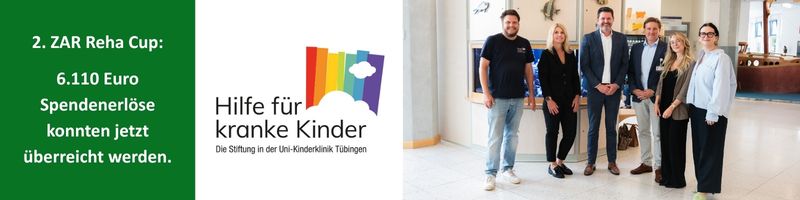 Spendenerlös aus dem 2. ZAR Reha Cup im Golf Club Hetzenhof: 6.110 Euro für kranke Kinder